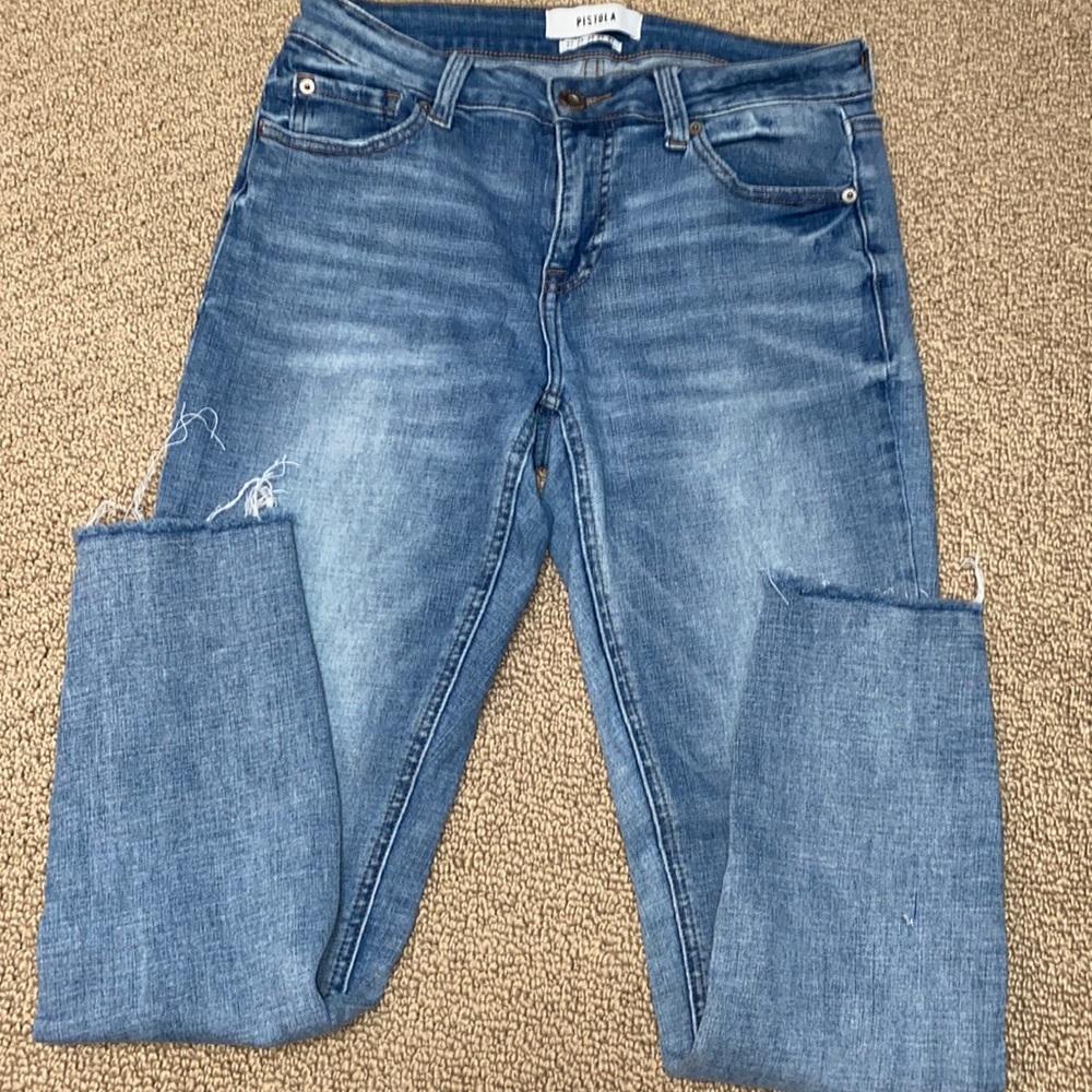 Pistola Raw Ankle stretch Skinny Jean 27 light distressed wash premium denim